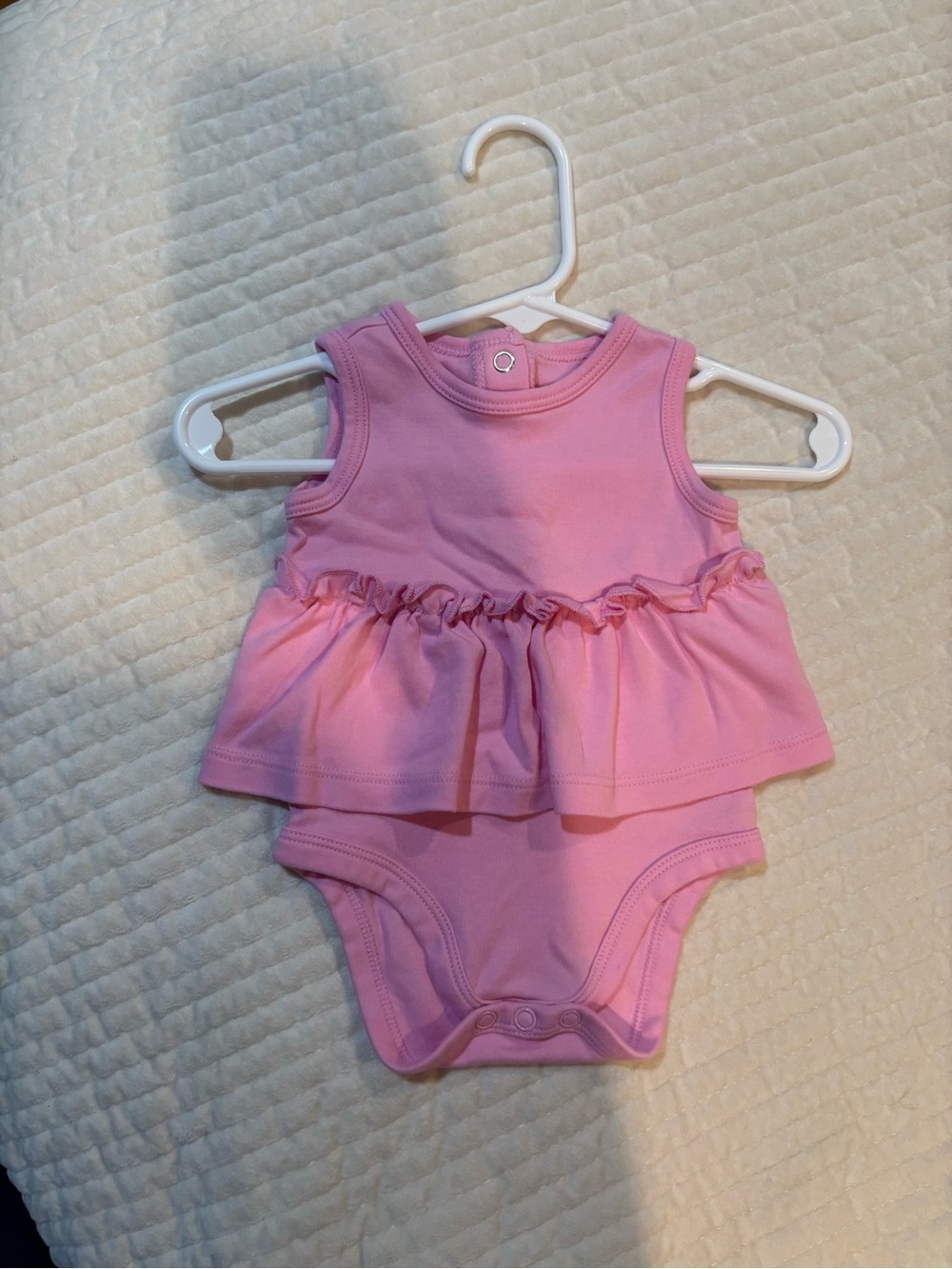 3 Pink Ruffled Baby Onesie Rompers